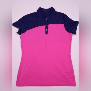 Women's Short Sleeve Polo Shirt - Pink and Navy
